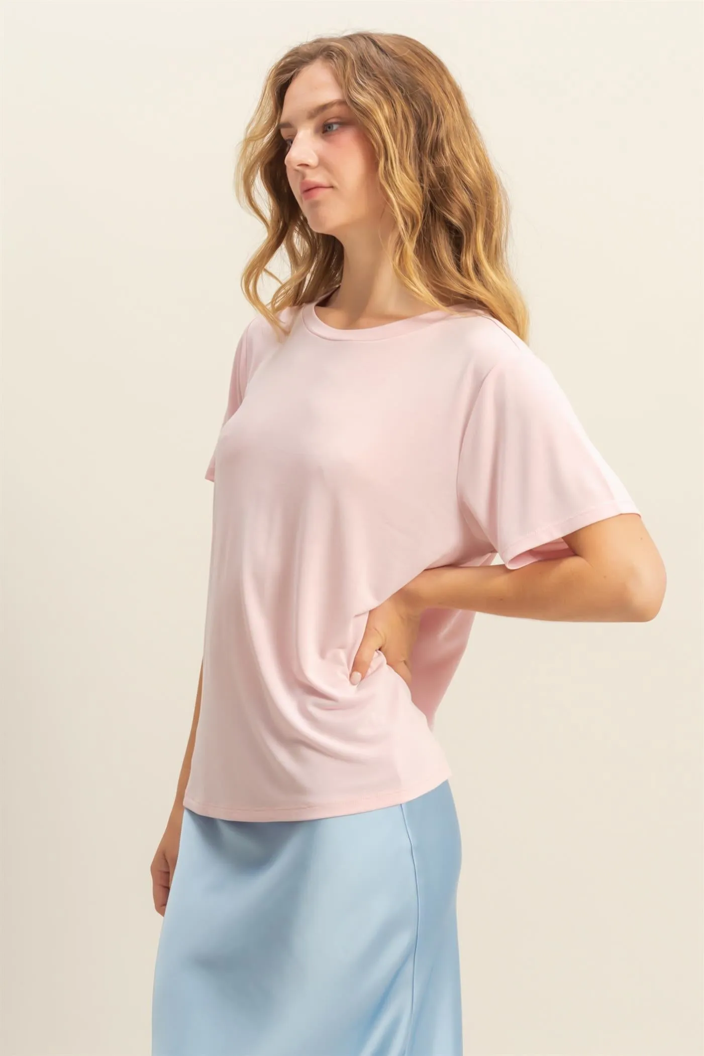 DZ25C449-Basic Round Neck Short Sleeve T Shirt