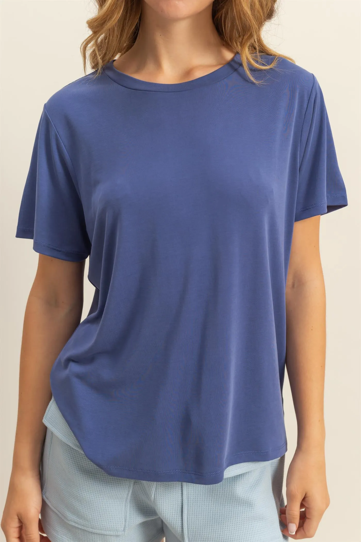DZ25C449-Basic Round Neck Short Sleeve T Shirt