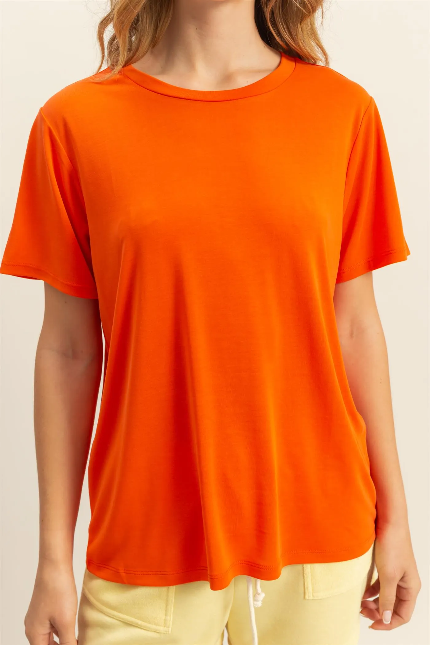 DZ25C449-Basic Round Neck Short Sleeve T Shirt