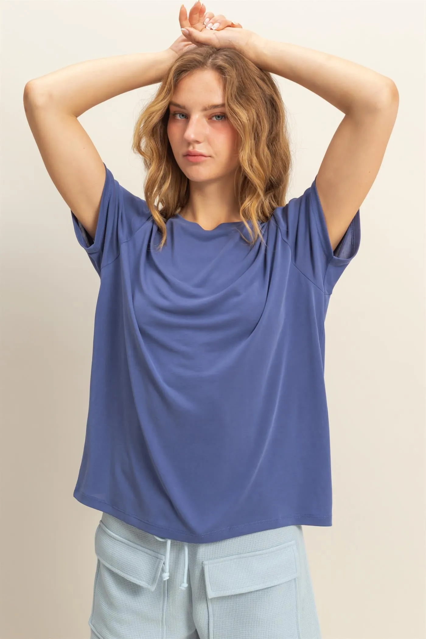 DZ25C449-Basic Round Neck Short Sleeve T Shirt