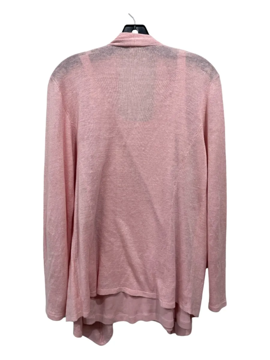 Eileen Fisher Light Pink Organic Linen Knit Tank Top Cardigan Jacket Set