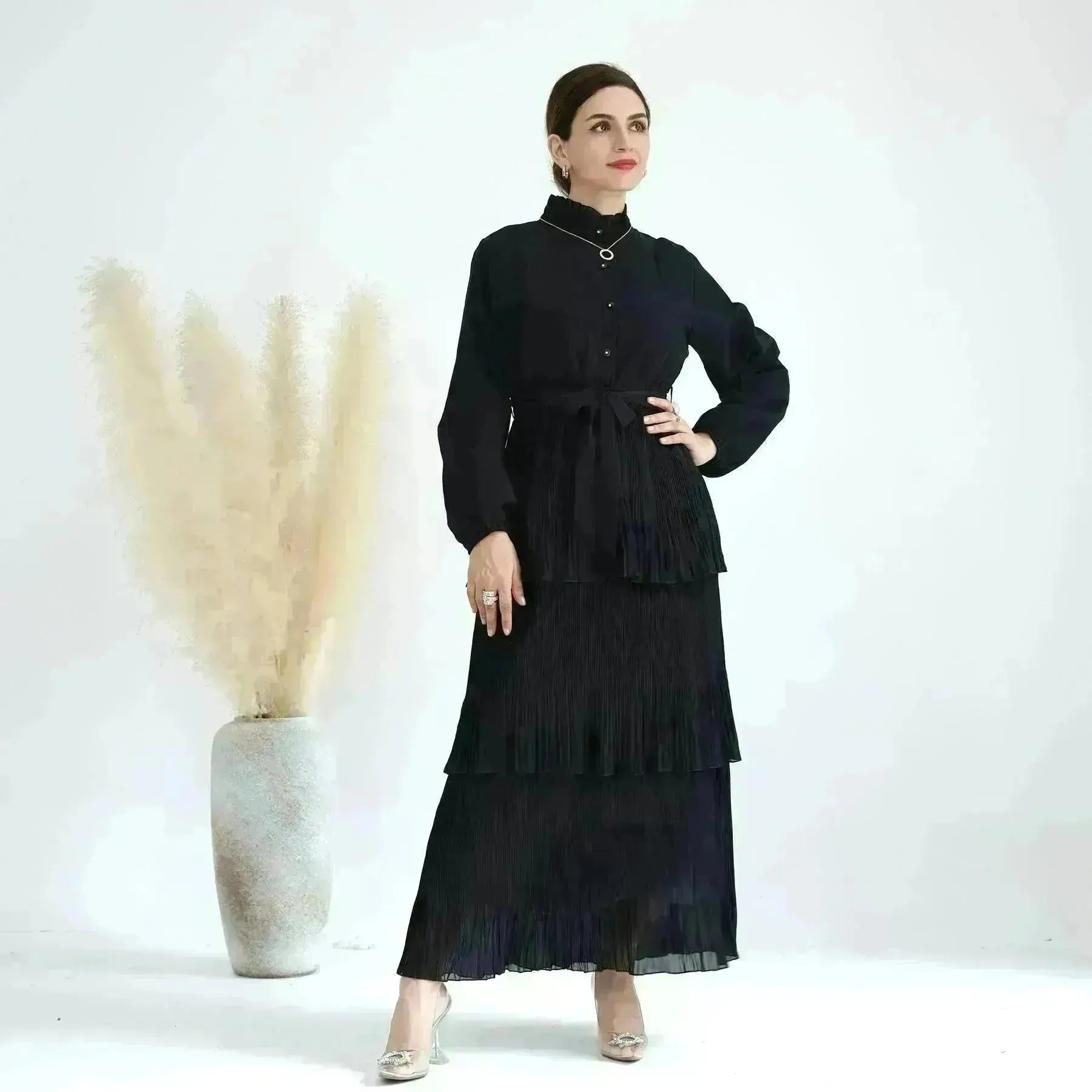 Elegant Printed Simple Dress for Elegant Arab Dubai Turkey Middle Eastern Women.