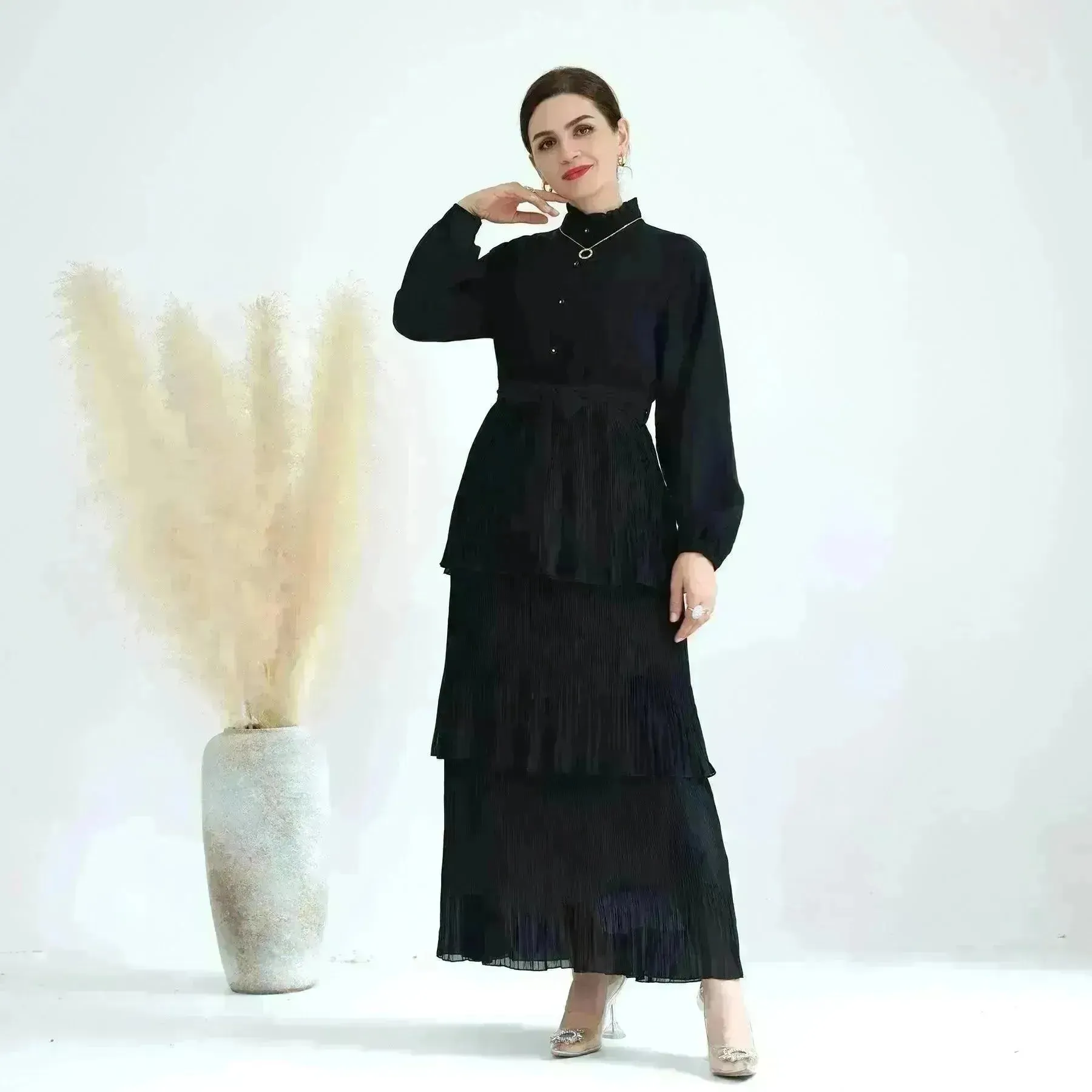 Elegant Printed Simple Dress for Elegant Arab Dubai Turkey Middle Eastern Women.