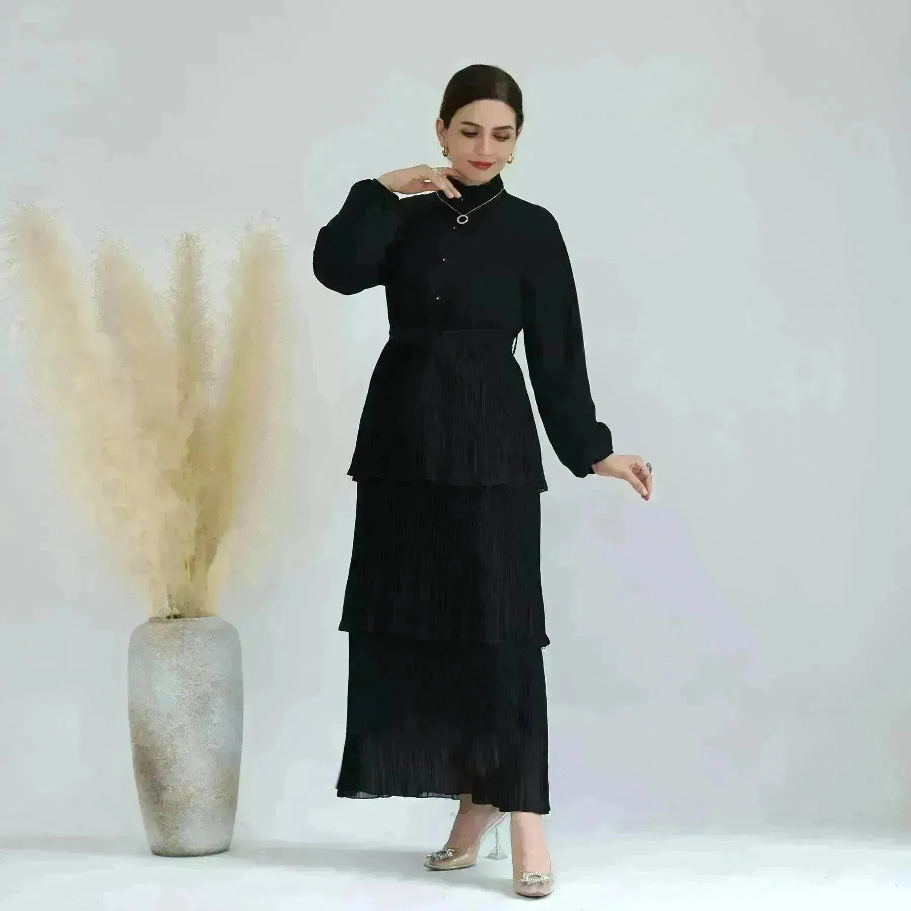 Elegant Printed Simple Dress for Elegant Arab Dubai Turkey Middle Eastern Women.