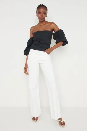 Elle Bardot Puff Sleeve Blouse - Black
