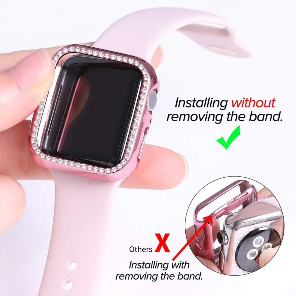 ENKAY Apple Watch (45mm) rhinestone cover with screen protector - Pink