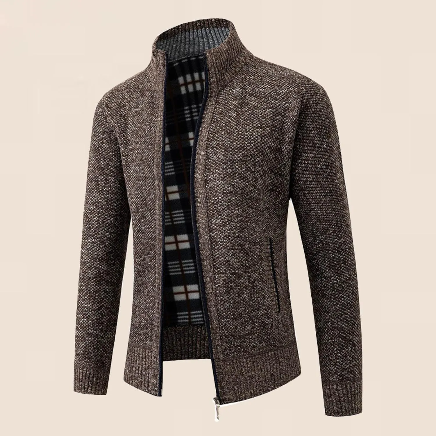 Fall Winter Sweater Cardigan for Men Full Zip Soft Knitted Long Sleeve Warm Sweater Fleece Lined Workout Dress Jacket