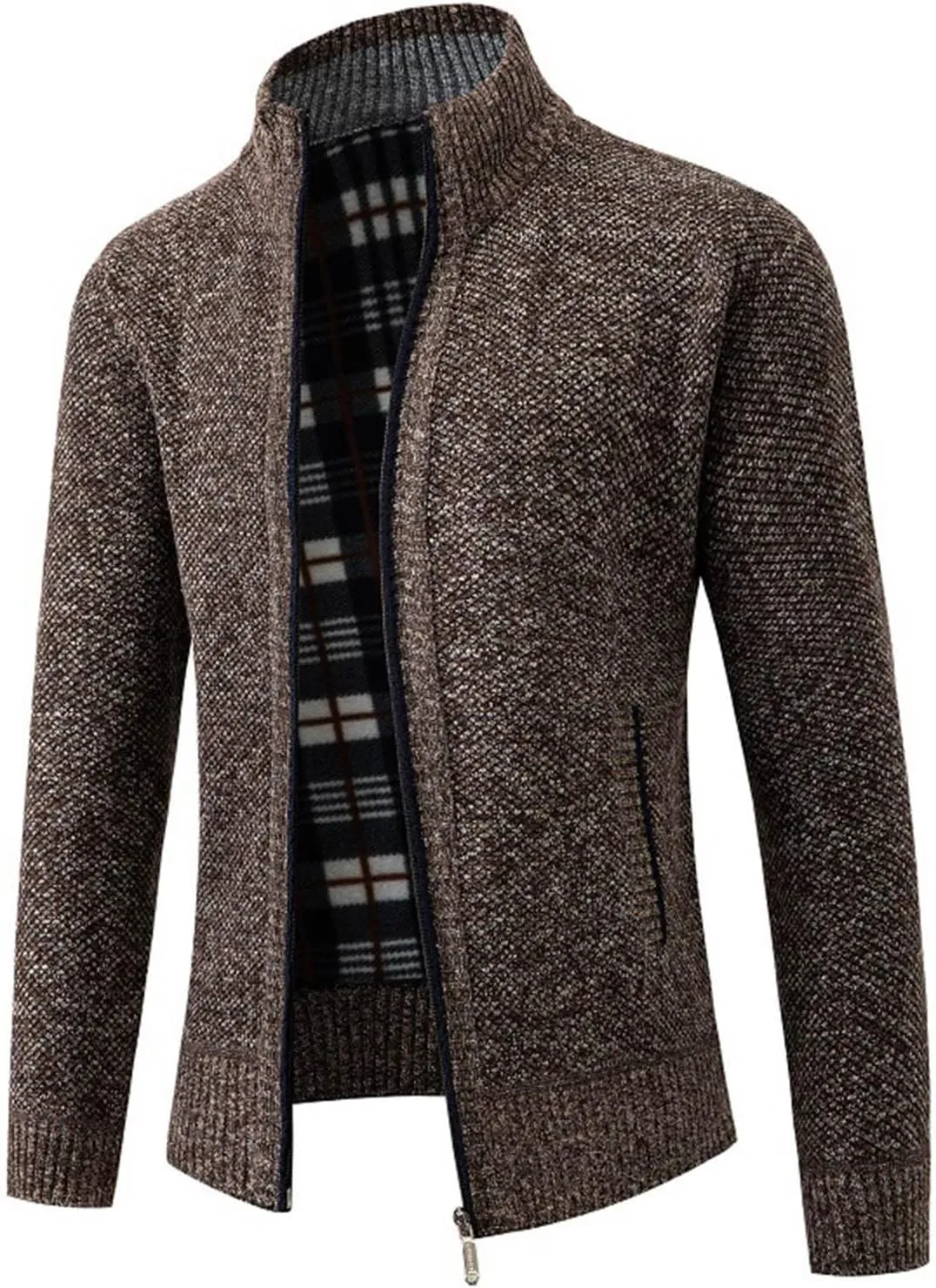 Fall Winter Sweater Cardigan for Men Full Zip Soft Knitted Long Sleeve Warm Sweater Fleece Lined Workout Dress Jacket