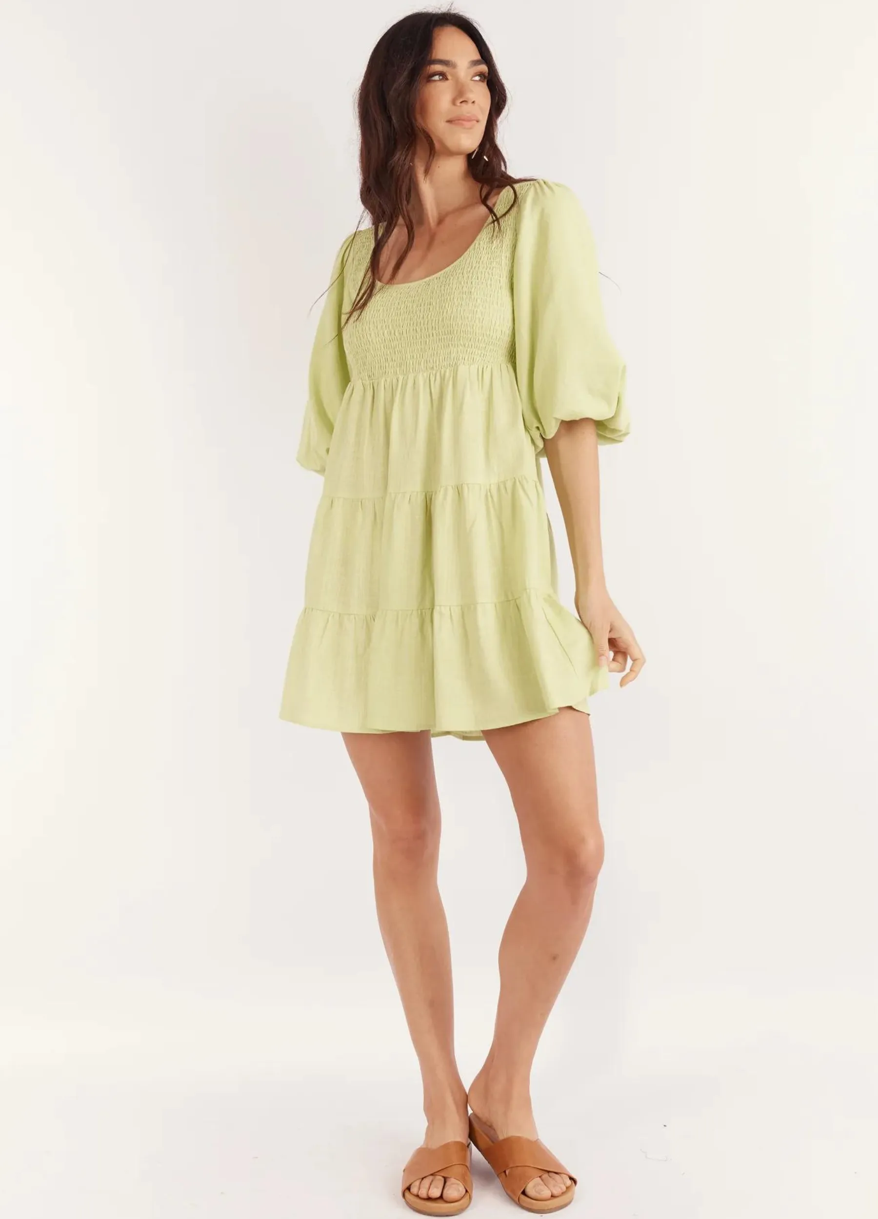 Girl and the Sun - Imogen Mini Dress - Lime Green