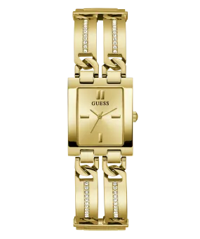 Guess Mod Id Polished Gold Tone Case Sunray Champagne Dial And Polished Gold Tone Bracelet With Crystals And Adjustable G Links GW0668L2