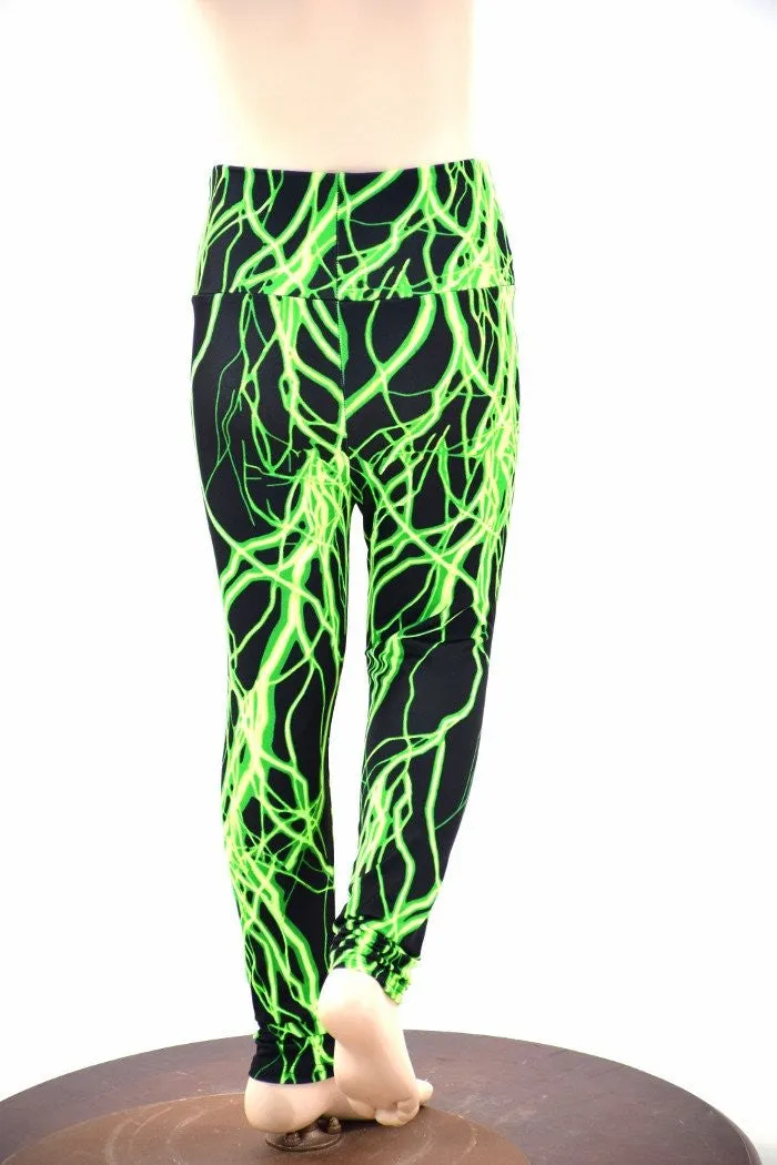 Kids Green Lightning Leggings