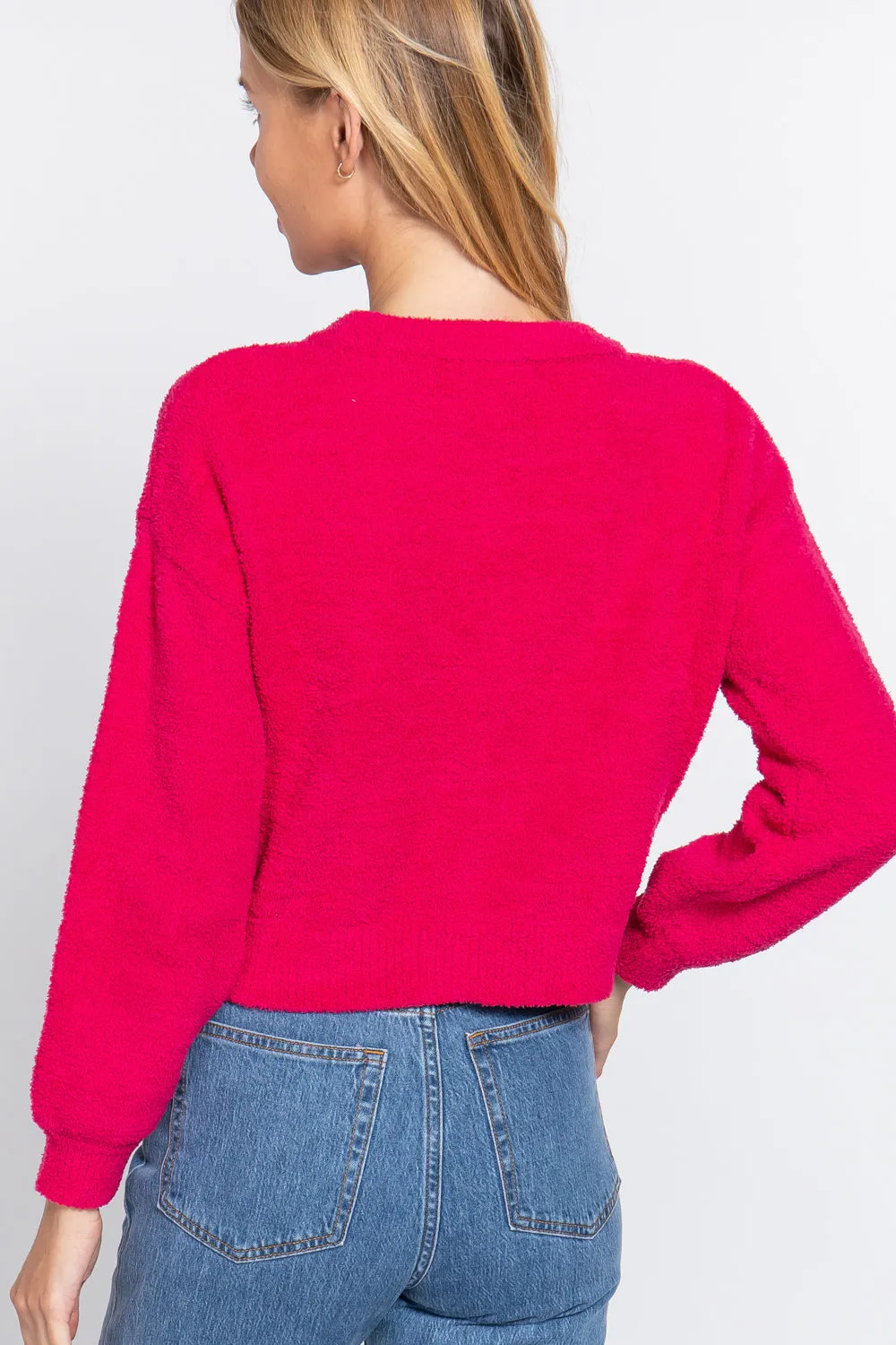 LONG SLV V NECK SWEATER CARDIGAN