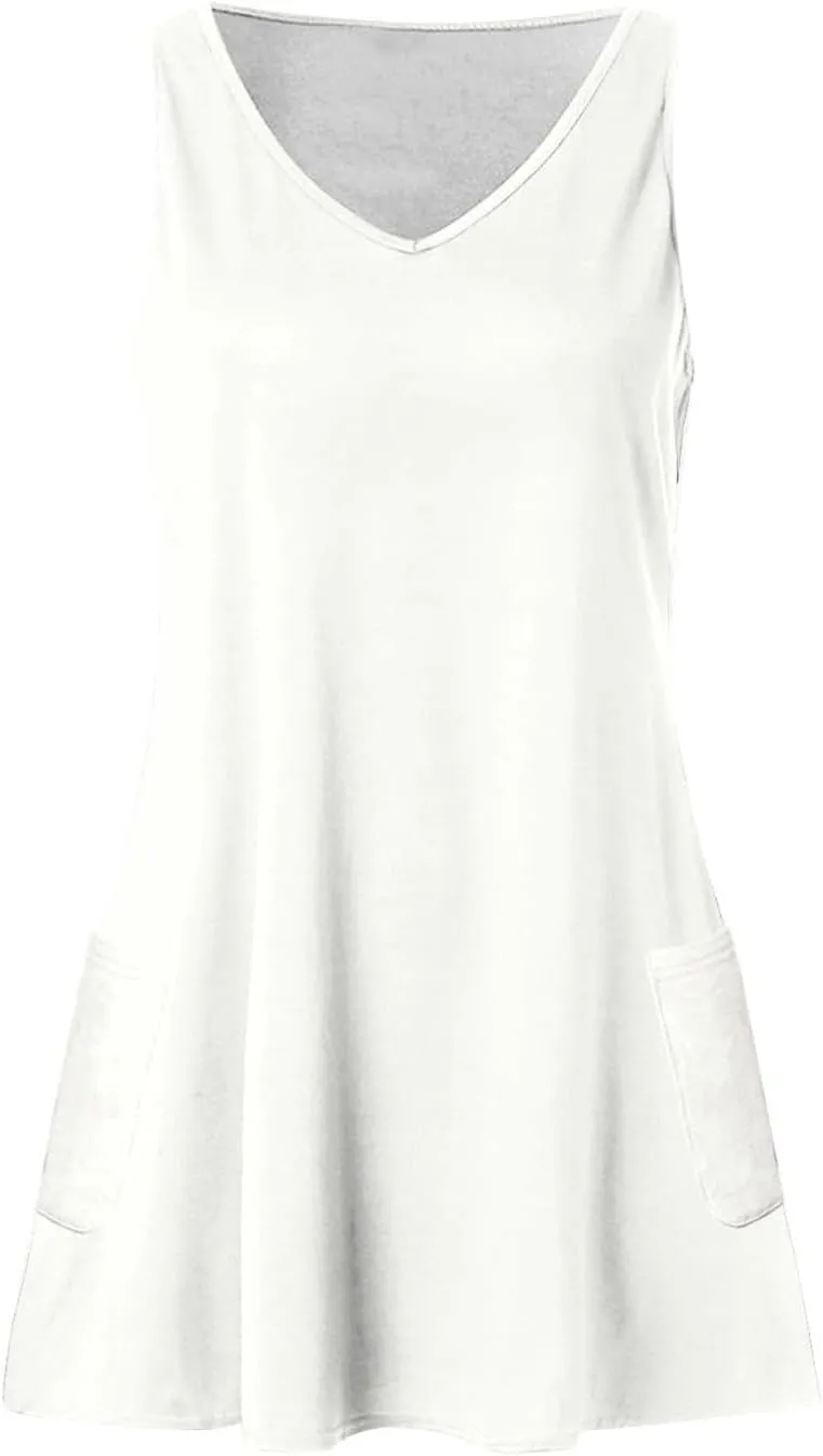 LRMQS Spring Summer Dresses for Women 2025 Vacation Sleeveless Short Sundress Flowy Casual Tank Dress Trendy Beach Cover ups
