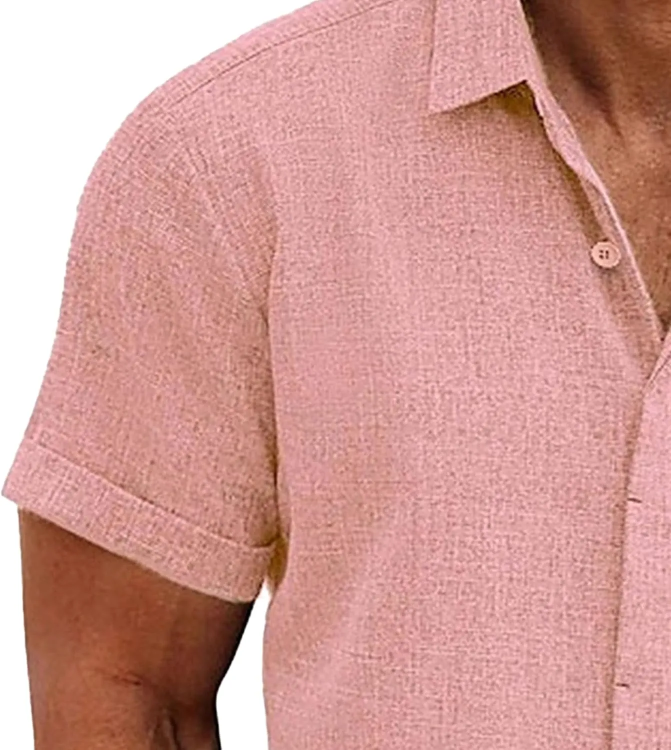 Maiyifu-GJ Mens Casual Button Down Shirts Summer Short Sleeve Cotton Linen Shirts Lightweight Breathable Business Dress Shirt