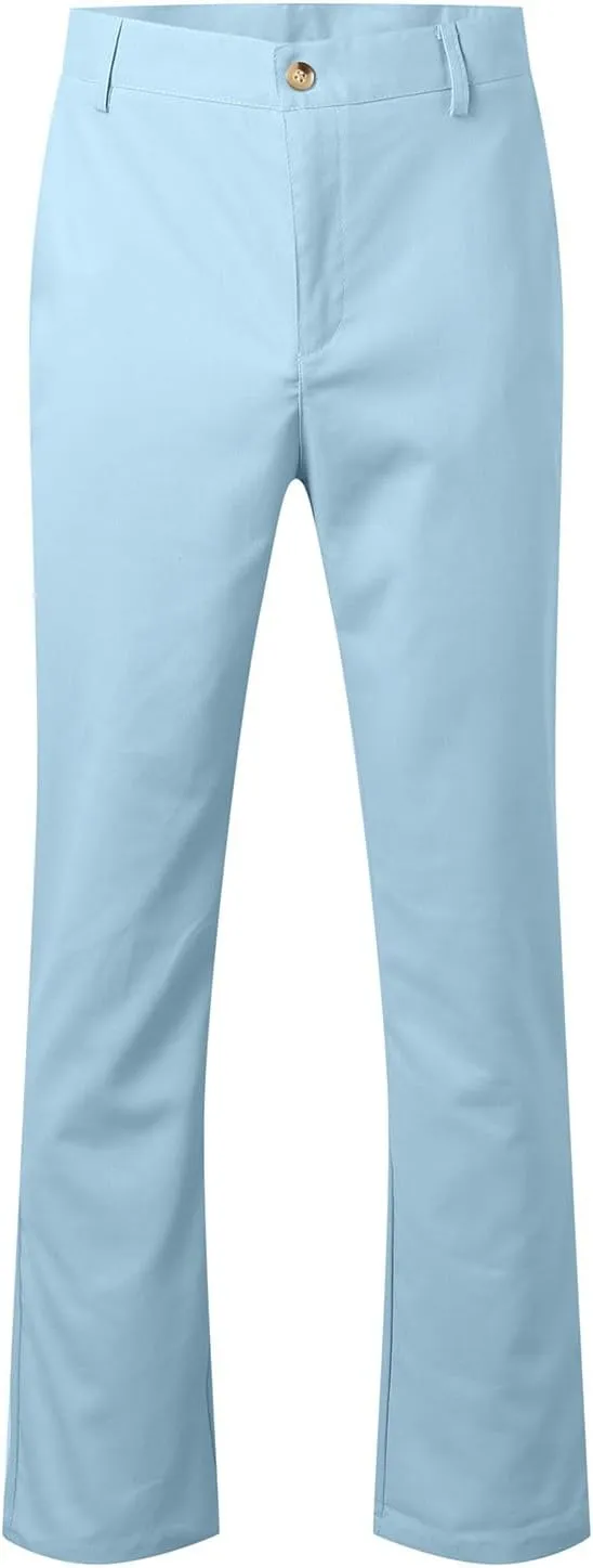 Men's Linen Cotton Dress Pants Summer Breathable Lightweight Trousers Straight Leg Casual Beach Yoga Pants Pockets