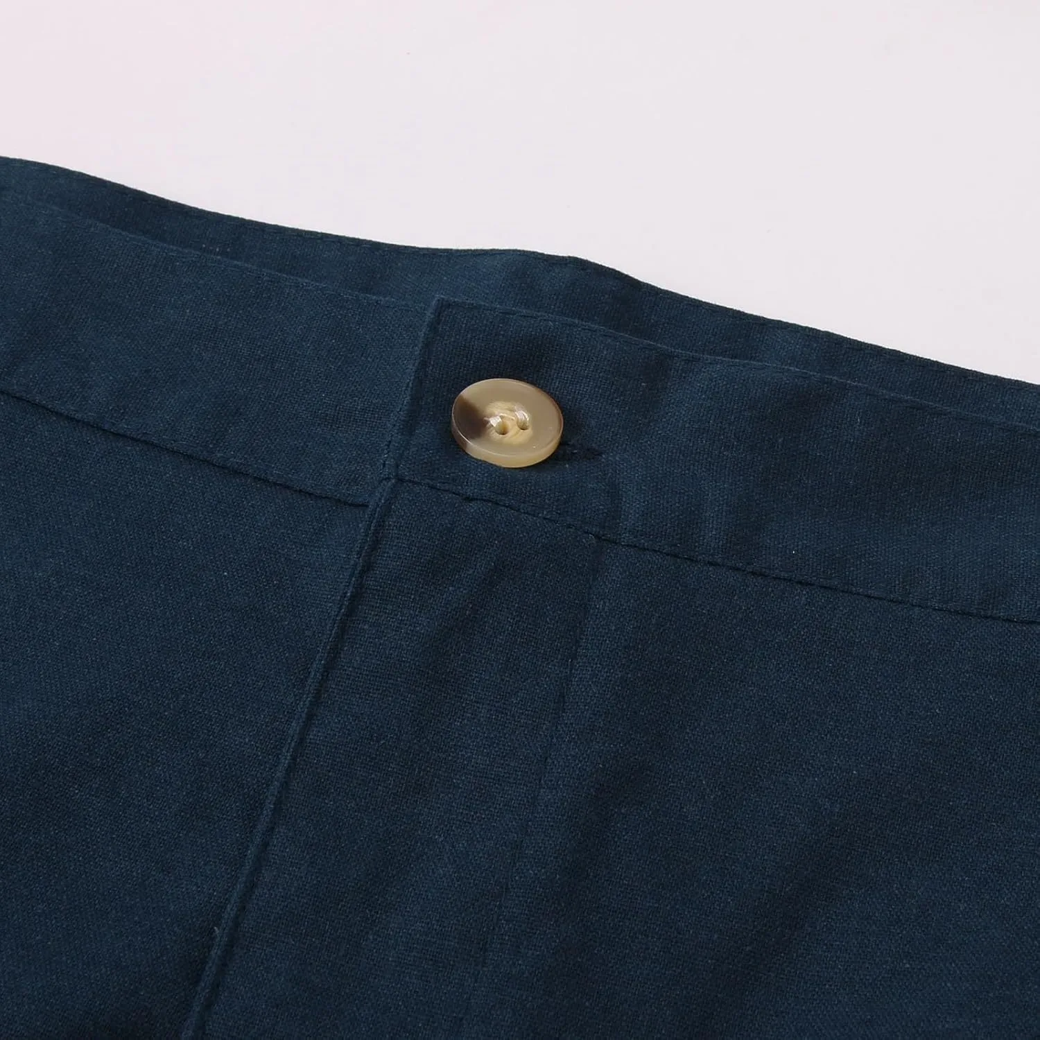 Men's Linen Cotton Dress Pants Summer Breathable Lightweight Trousers Straight Leg Casual Beach Yoga Pants Pockets