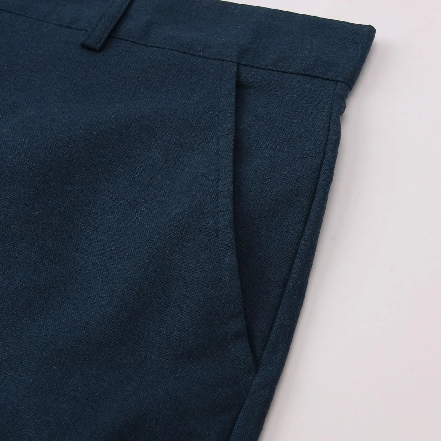 Men's Linen Cotton Dress Pants Summer Breathable Lightweight Trousers Straight Leg Casual Beach Yoga Pants Pockets