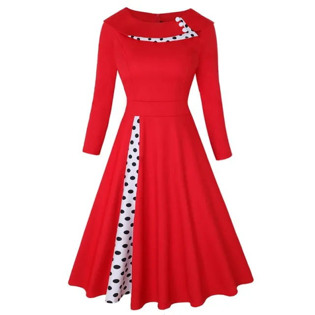 MISSJOY Elegant A-line Knee-Length Swing Dress