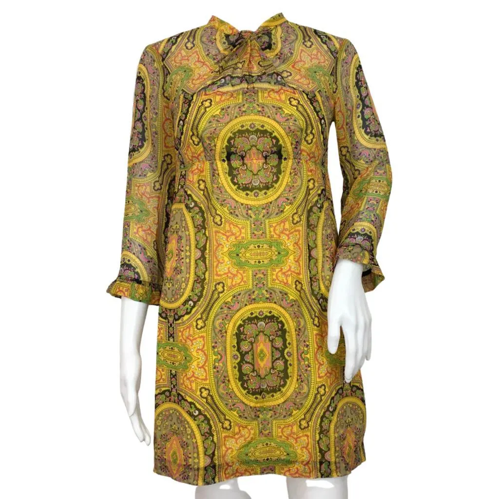 Nanette Lepore Woman High Tie Shift Dress Size 0 Yellow Color