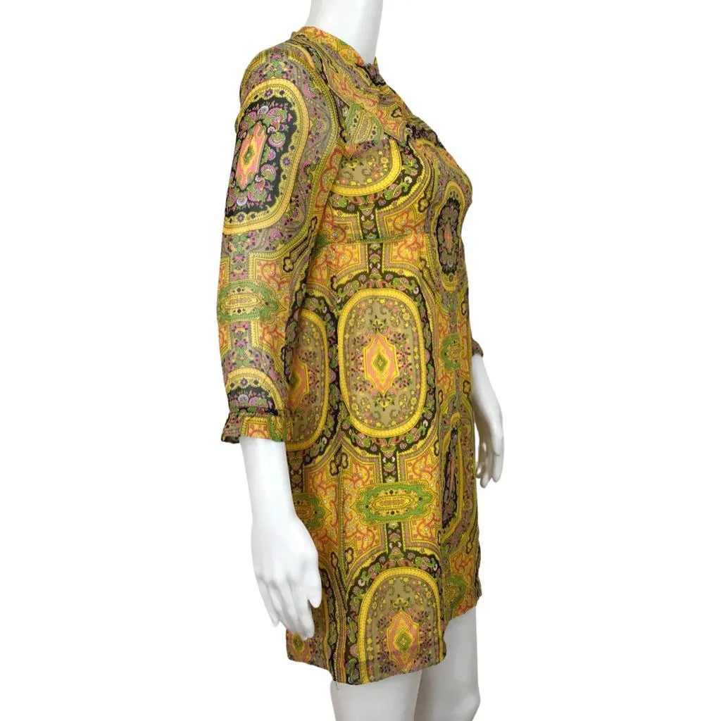 Nanette Lepore Woman High Tie Shift Dress Size 0 Yellow Color