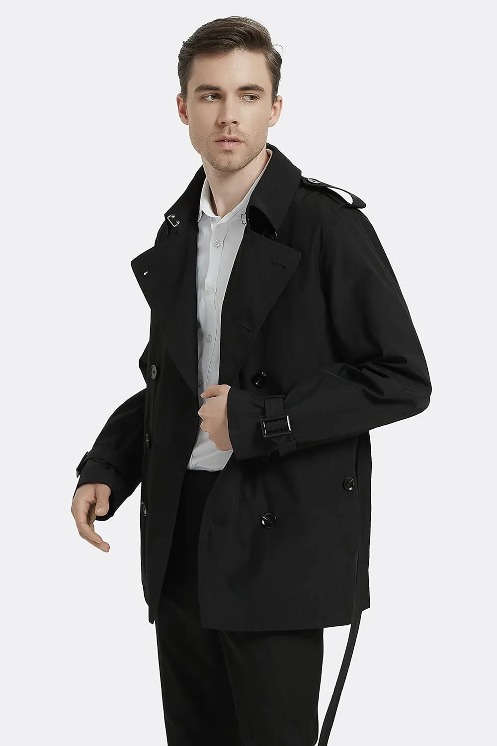 Orolay Men's Long Double Breasted Trench Coat with Belt Light Lape Windbreaker