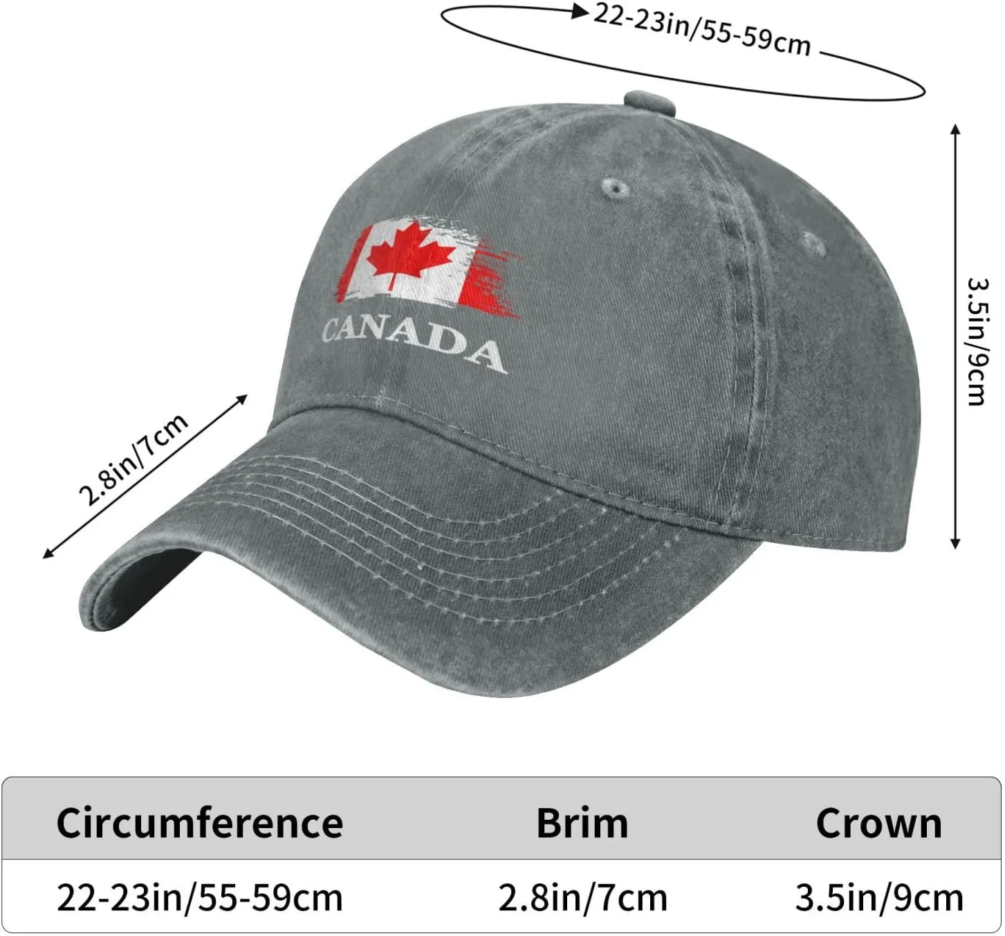 Personalized Brush Canadians Canada Flag Baseball Cap for Men Women Denim Twill Dad Hat Classic Hats