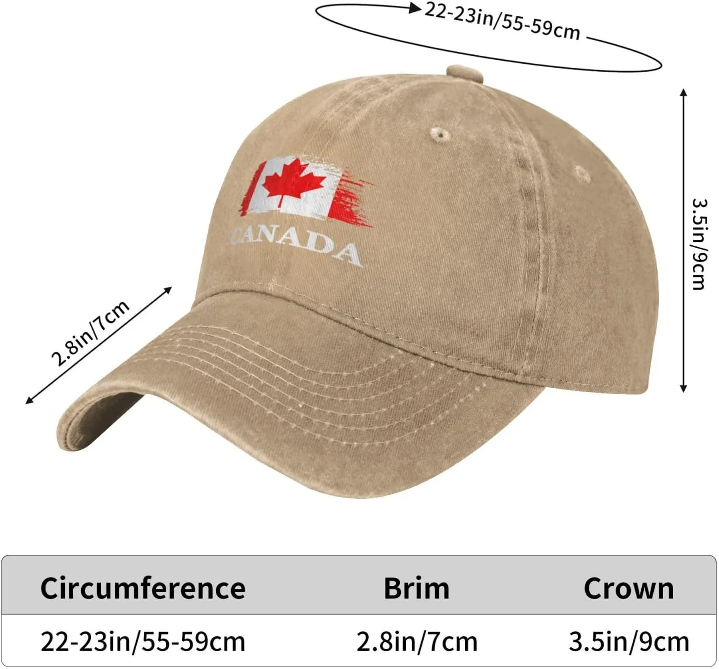 Personalized Brush Canadians Canada Flag Baseball Cap for Men Women Denim Twill Dad Hat Classic Hats