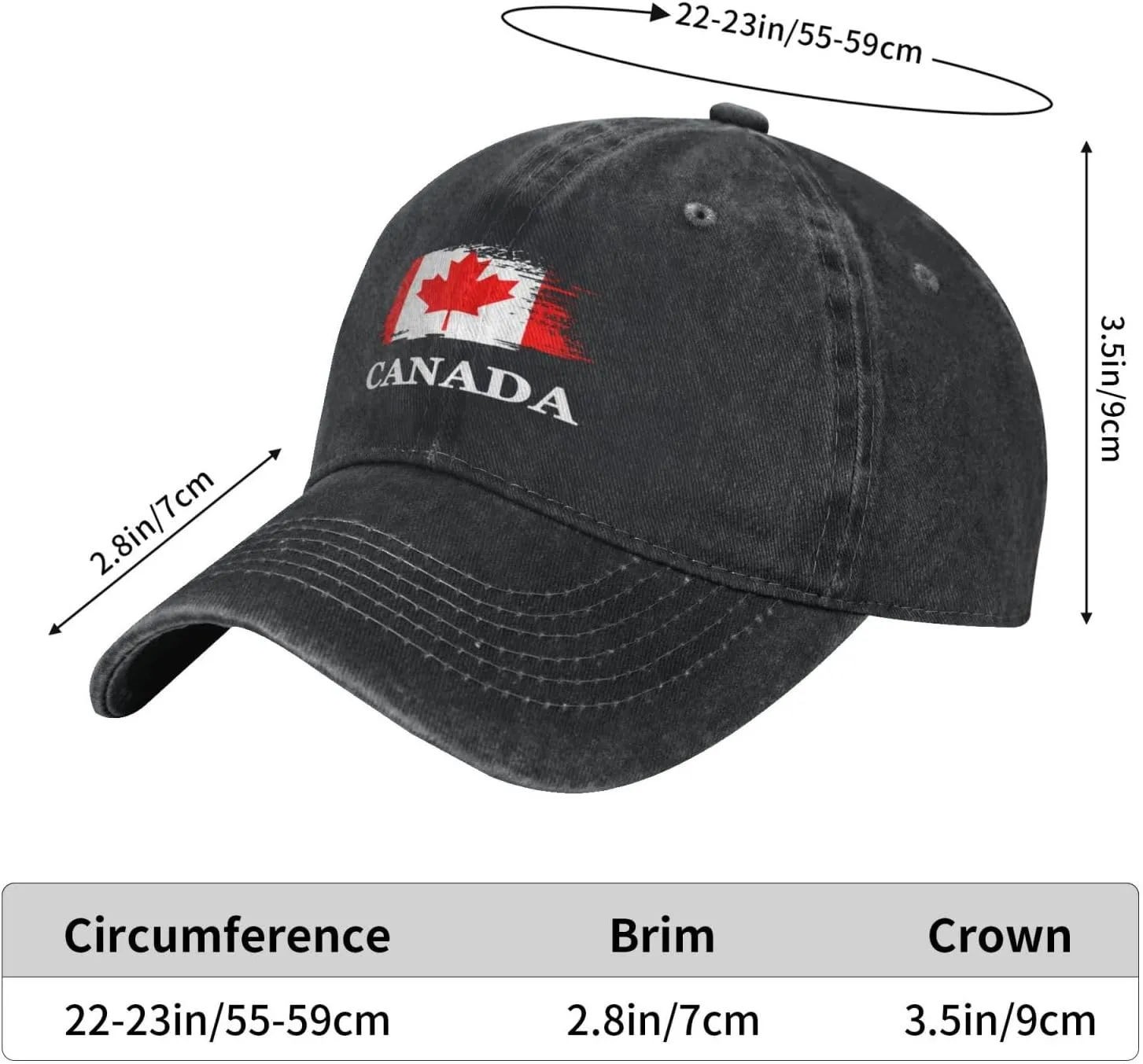 Personalized Brush Canadians Canada Flag Baseball Cap for Men Women Denim Twill Dad Hat Classic Hats
