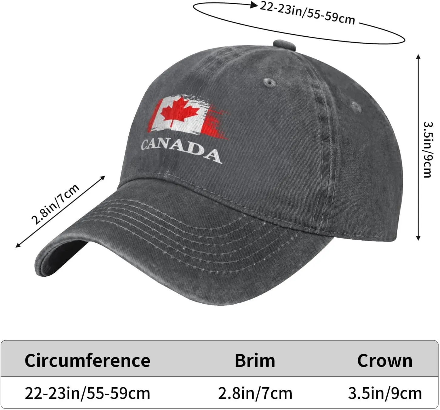 Personalized Brush Canadians Canada Flag Baseball Cap for Men Women Denim Twill Dad Hat Classic Hats