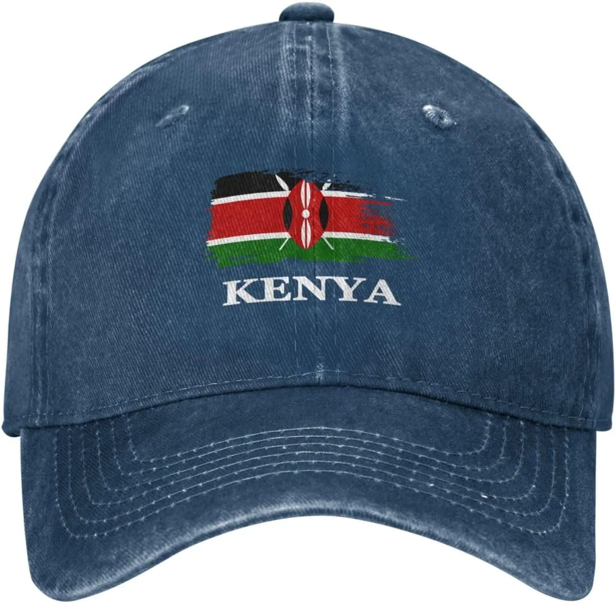 Personalized Brush Kenyan Kenya Flag Baseball Cap for Men Women Denim Twill Dad Hat Classic Hats