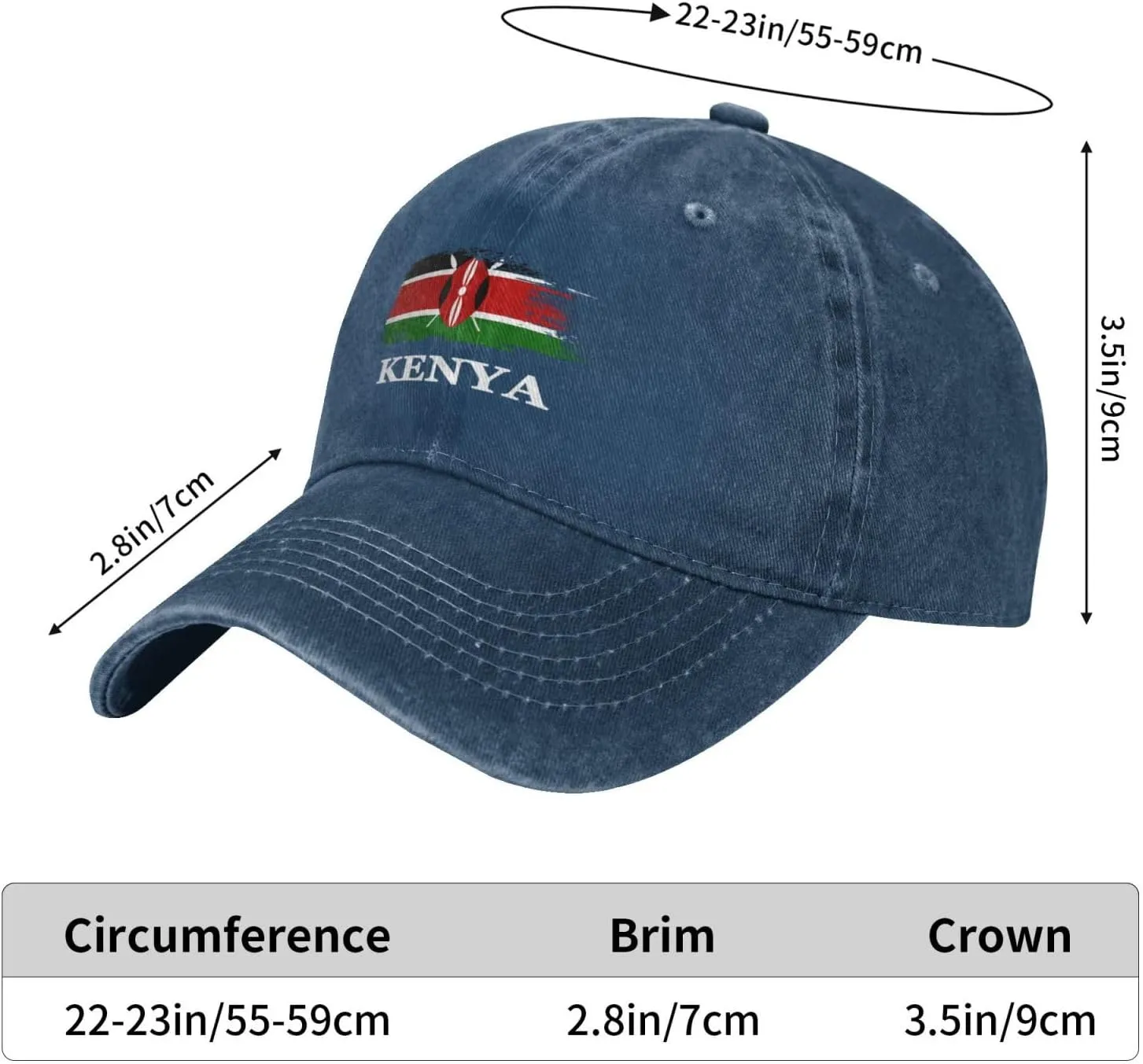 Personalized Brush Kenyan Kenya Flag Baseball Cap for Men Women Denim Twill Dad Hat Classic Hats