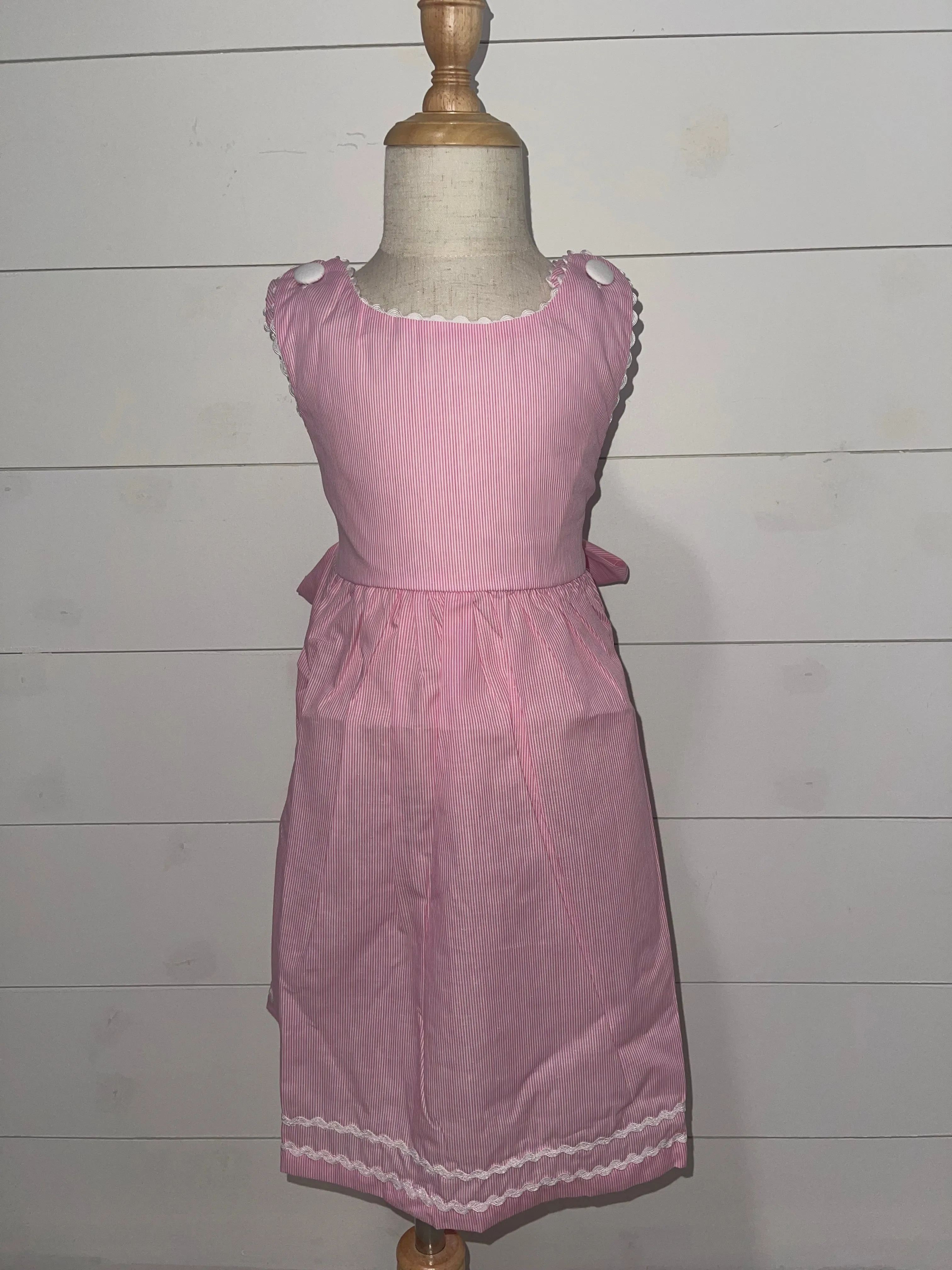Pink Seersucker A-Line Dress