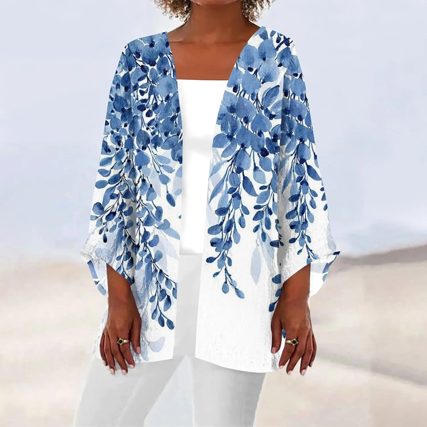Plus Size Open Cardigan Women Linen Top Half Sleeve Quarter Length Sleeves Shirts Women Light Jackets for Women S-5XL
