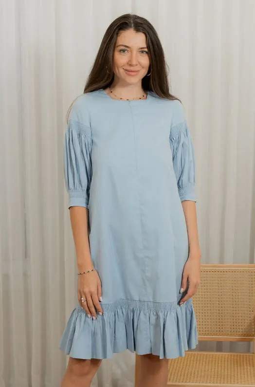 Puffy scrunched sleeve dress