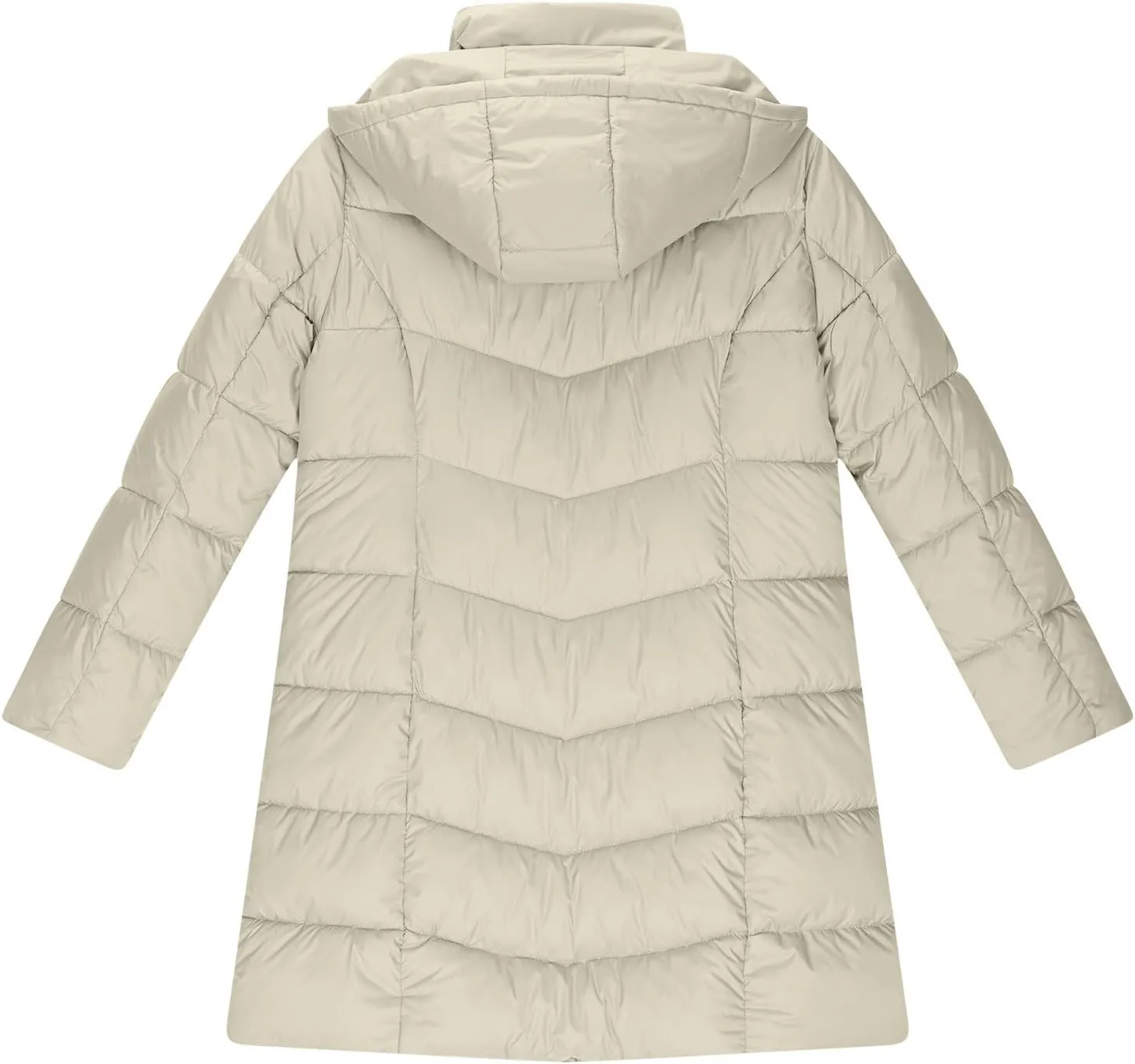 Quilted Jacket for Women Warm Winter Mid Length Down Puffer Jacket Thicken Hooded Zipper Padded Overcoat Outerwear