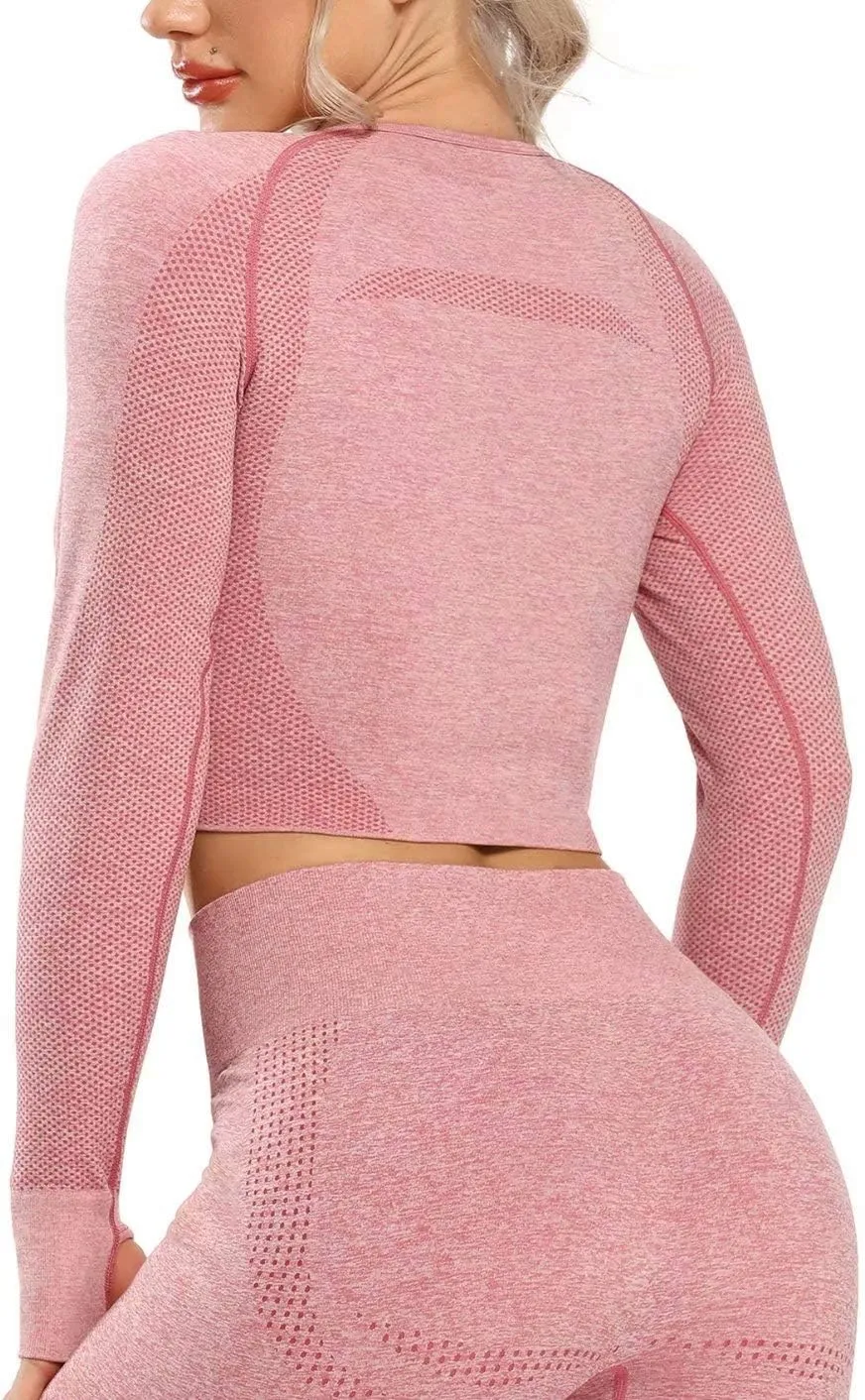 SEASUM Women Workout Crop Top Seamless Shirt Athletic Long Sleeve Fitness Tight Tee
