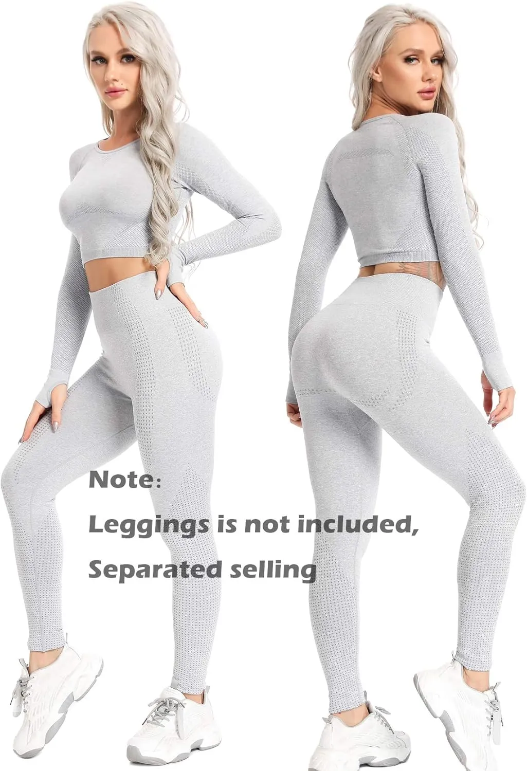 SEASUM Women Workout Crop Top Seamless Shirt Athletic Long Sleeve Fitness Tight Tee