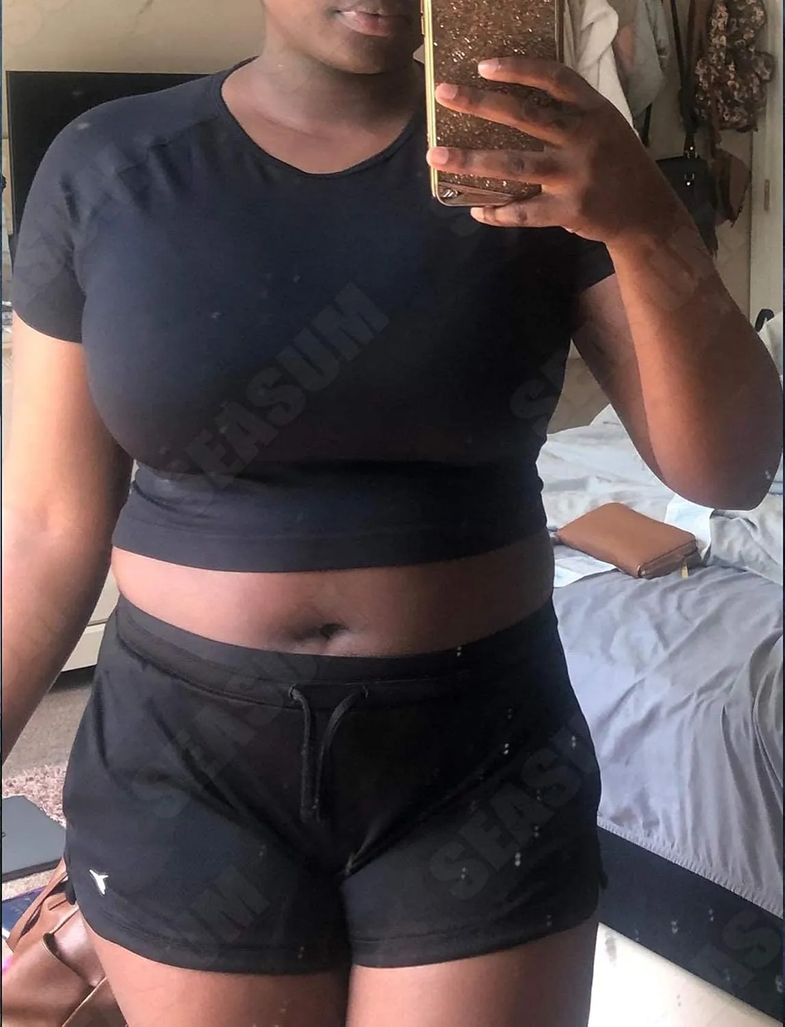 SEASUM Women Workout Crop Top Seamless Shirt Athletic Long Sleeve Fitness Tight Tee