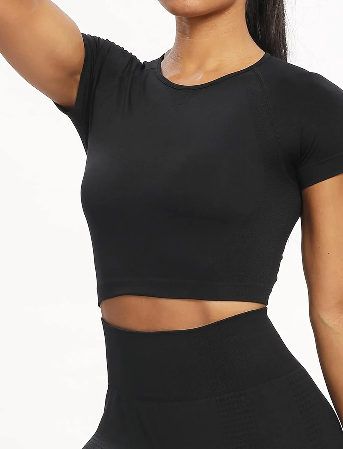 SEASUM Women Workout Crop Top Seamless Shirt Athletic Long Sleeve Fitness Tight Tee