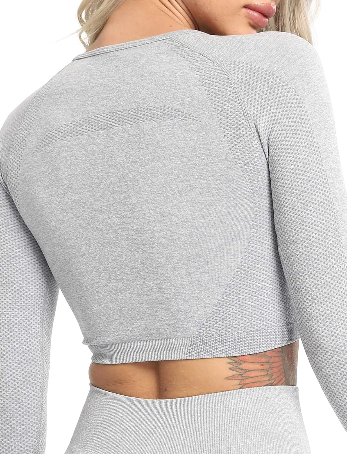 SEASUM Women Workout Crop Top Seamless Shirt Athletic Long Sleeve Fitness Tight Tee
