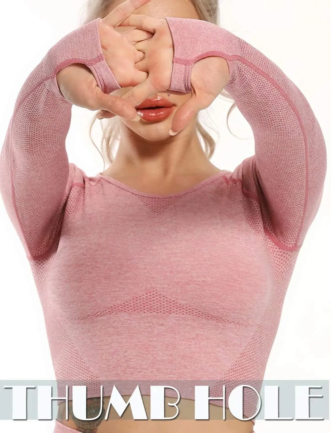 SEASUM Women Workout Crop Top Seamless Shirt Athletic Long Sleeve Fitness Tight Tee