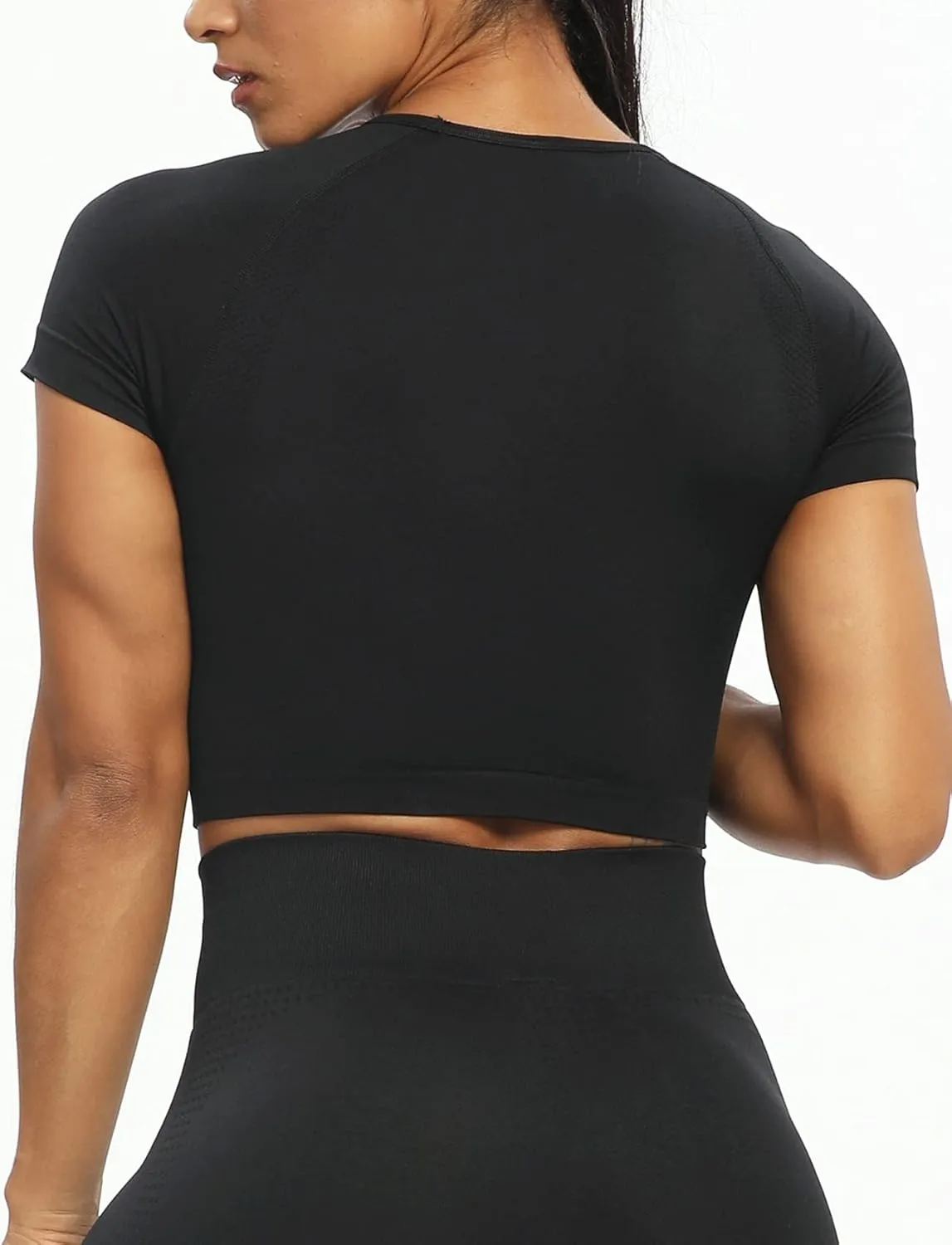 SEASUM Women Workout Crop Top Seamless Shirt Athletic Long Sleeve Fitness Tight Tee