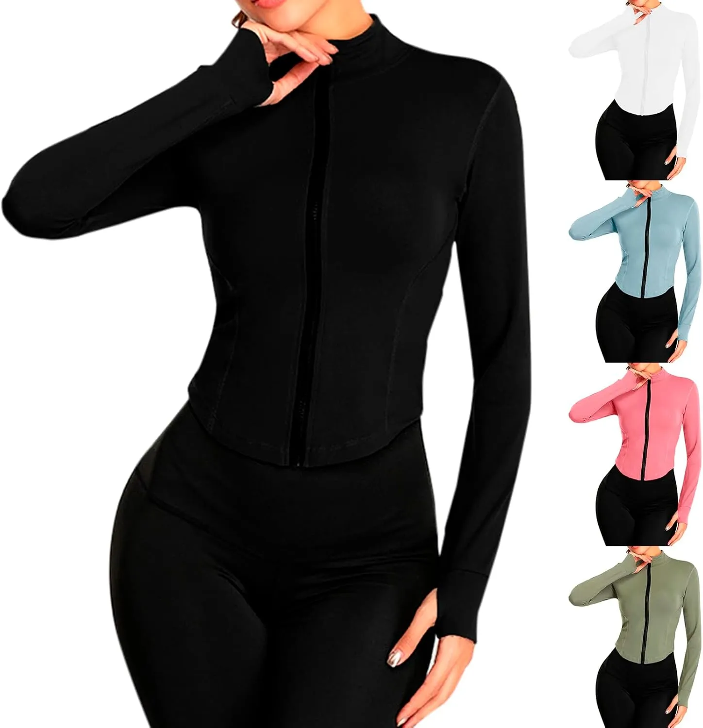 SHAOBGE Vests Women Women's Full Zipper Light Sportswear with Thumb Opening Walking Coat Cutting Womens Jackets Business