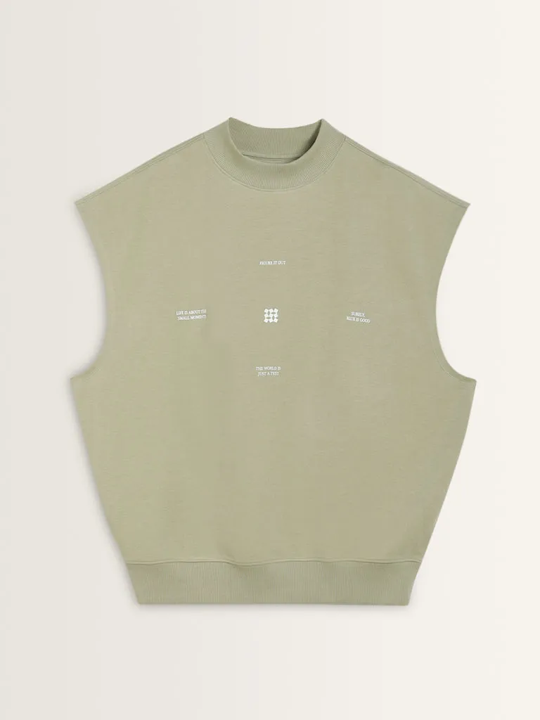 Studiofit Sage Text Design Relaxed-Fit T-Shirt