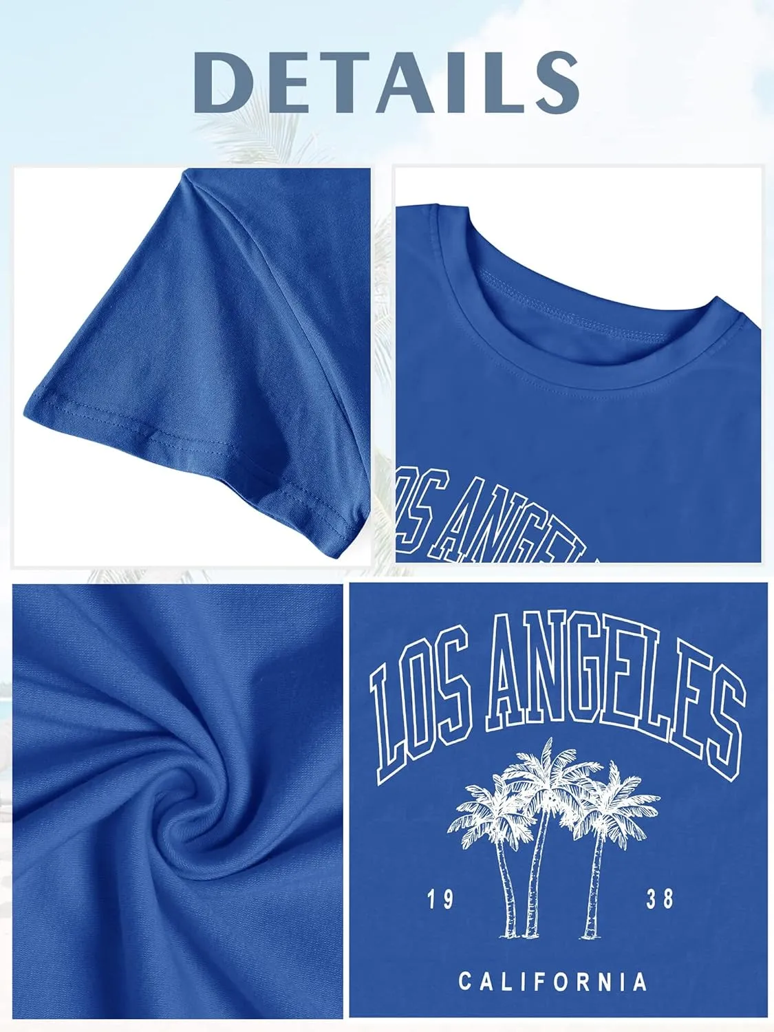 TAKEYAL Women Los Angeles Graphic T Shirts California Letter Print Short Sleeve Tee Loose Casual Tops