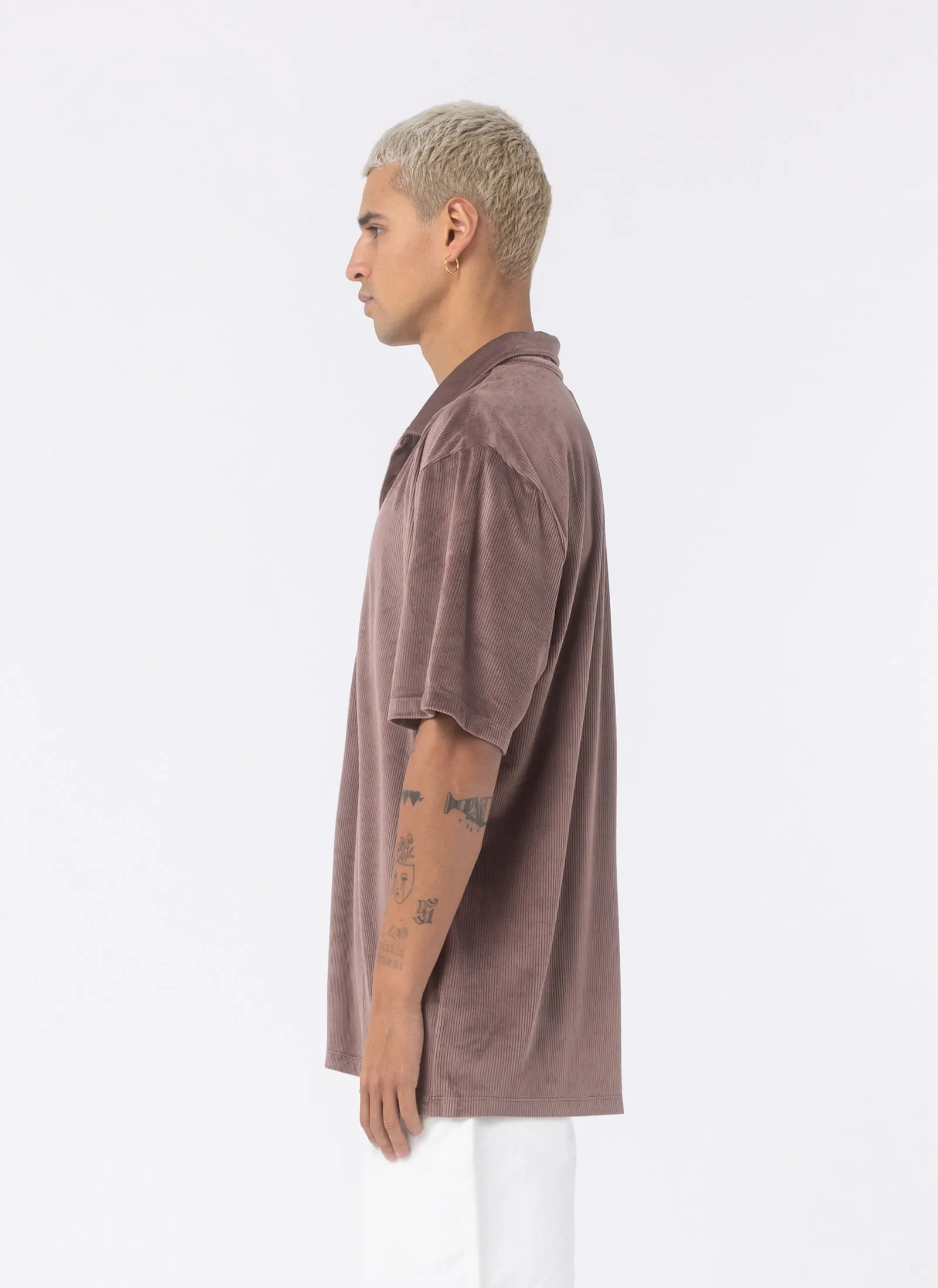 Velour Cord Polo Thistle