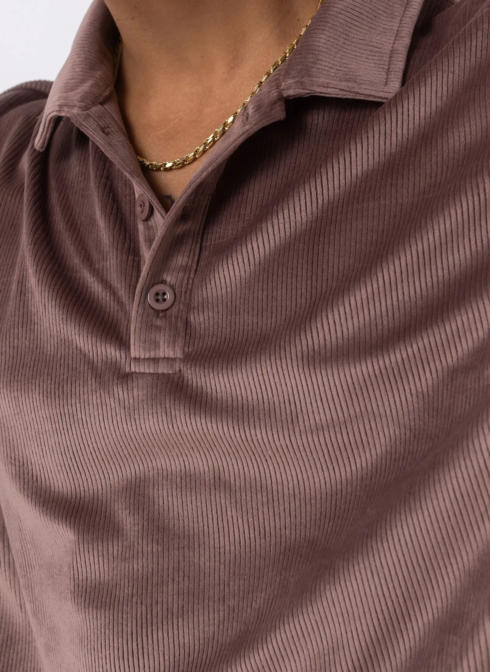 Velour Cord Polo Thistle