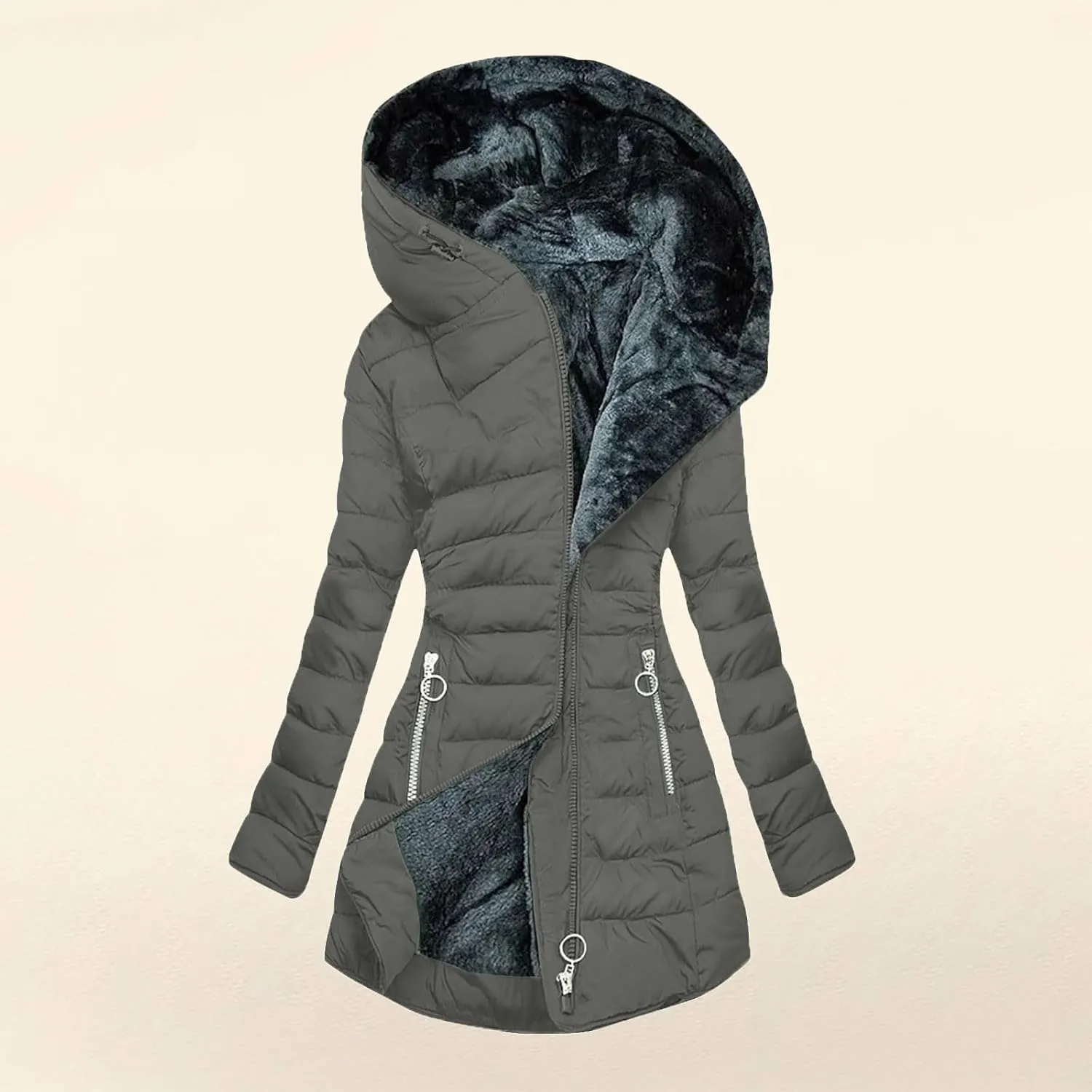 Winter Coats For Women Fleece Lined Puffer Jackets Thicken Hooded Long Coats Sherpa Warm Plus Size Outerwear 2024