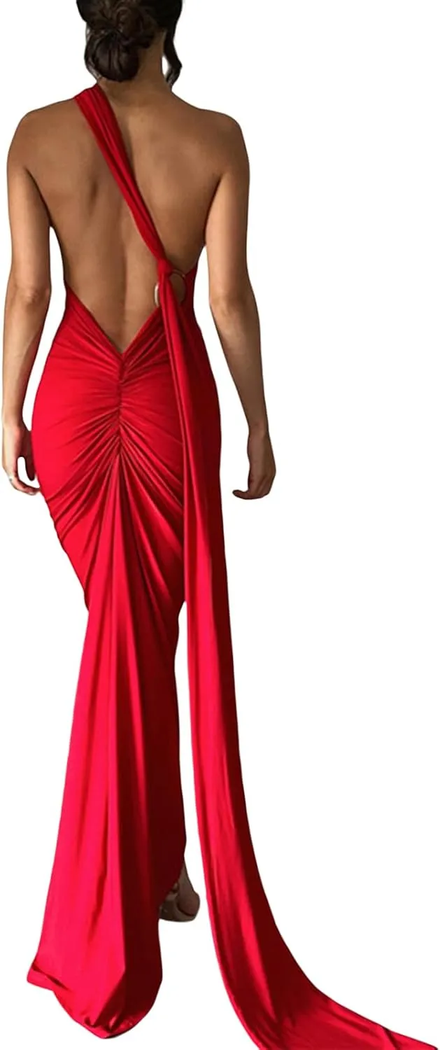 Women Sexy Backless Dress Bodycon Sleeveless Open Back Maxi Dress Going Out Elegant Party Cocktail Long Dress