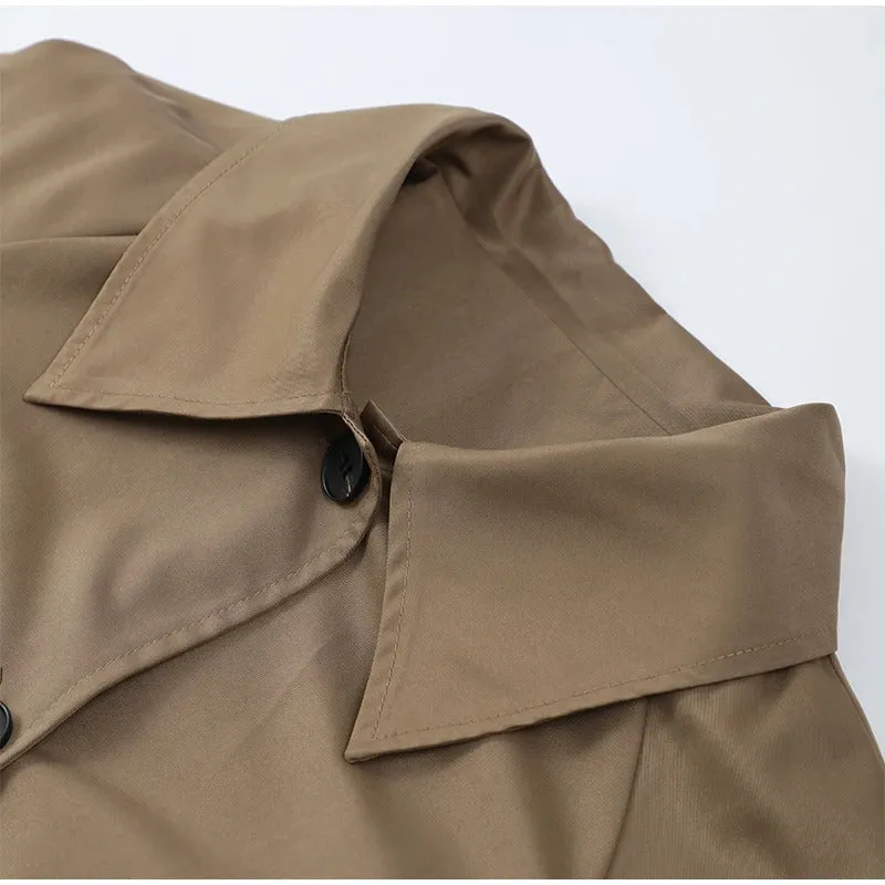 Women Solid Single Breasted Lapel Windbreaker Long Sleeve Plaid Lining Trench Coat 2024 New Autumn Chic High Street Overcoat